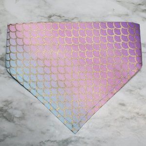 HAND CRAFTED Bandana Pastel Mermaid Scales Print Dog Pet Scarf Accessory